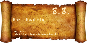Baki Beatrix névjegykártya